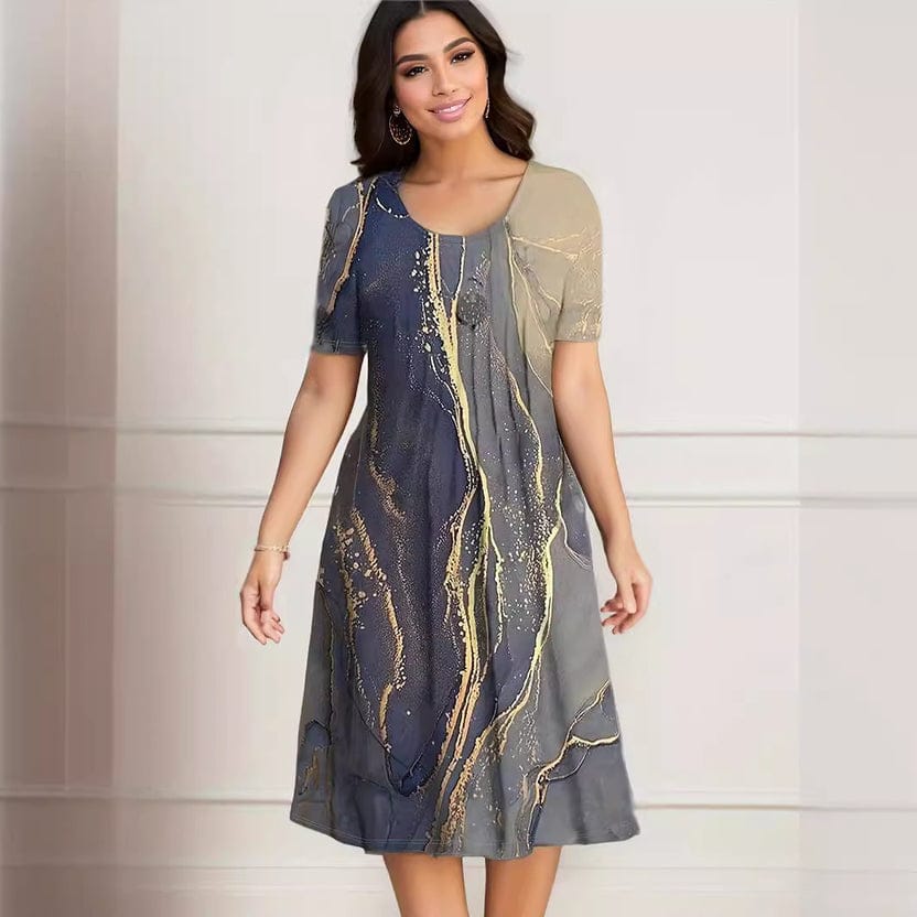 Plus Size Women's Clothing Spring And Summer Print Short Sleeve Dress Women